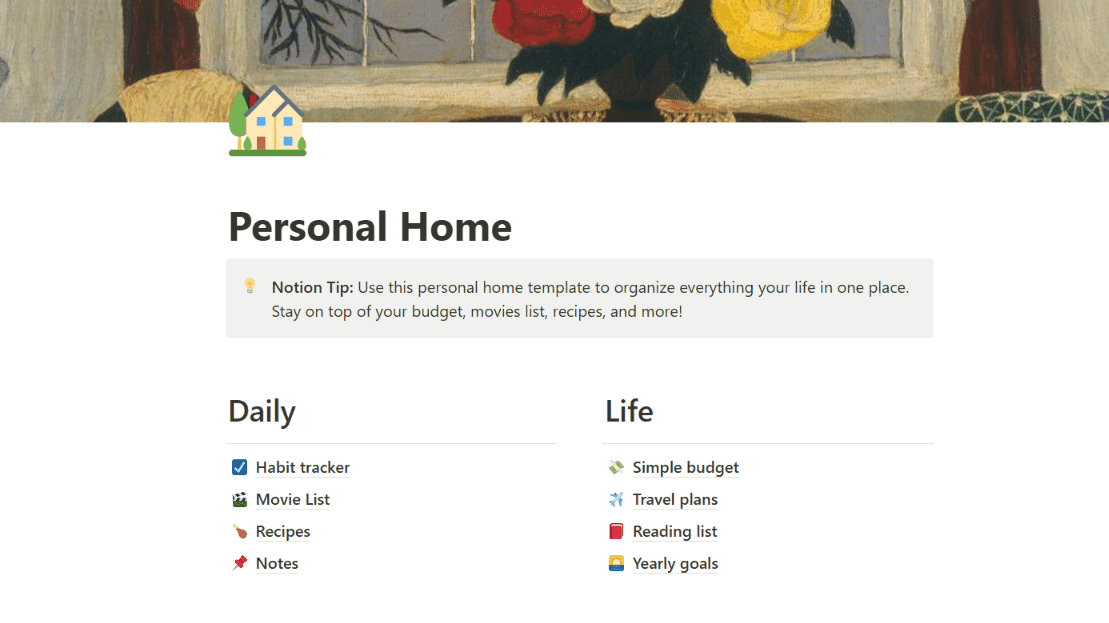 Notion template